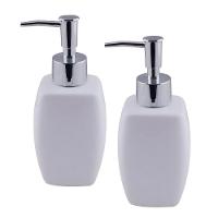 Jogo 2 Porta Sabonetes Líquido Porcelana Branca 290ml - Tuut - 1