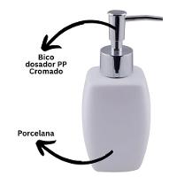 Jogo 2 Porta Sabonetes Líquido Porcelana Branca 290ml - Tuut - 5