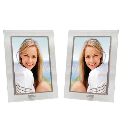 Conjunto 2 Porta-retratos Vidro Reto Prime Borda Prata 10x15 Vertical ? Tuut