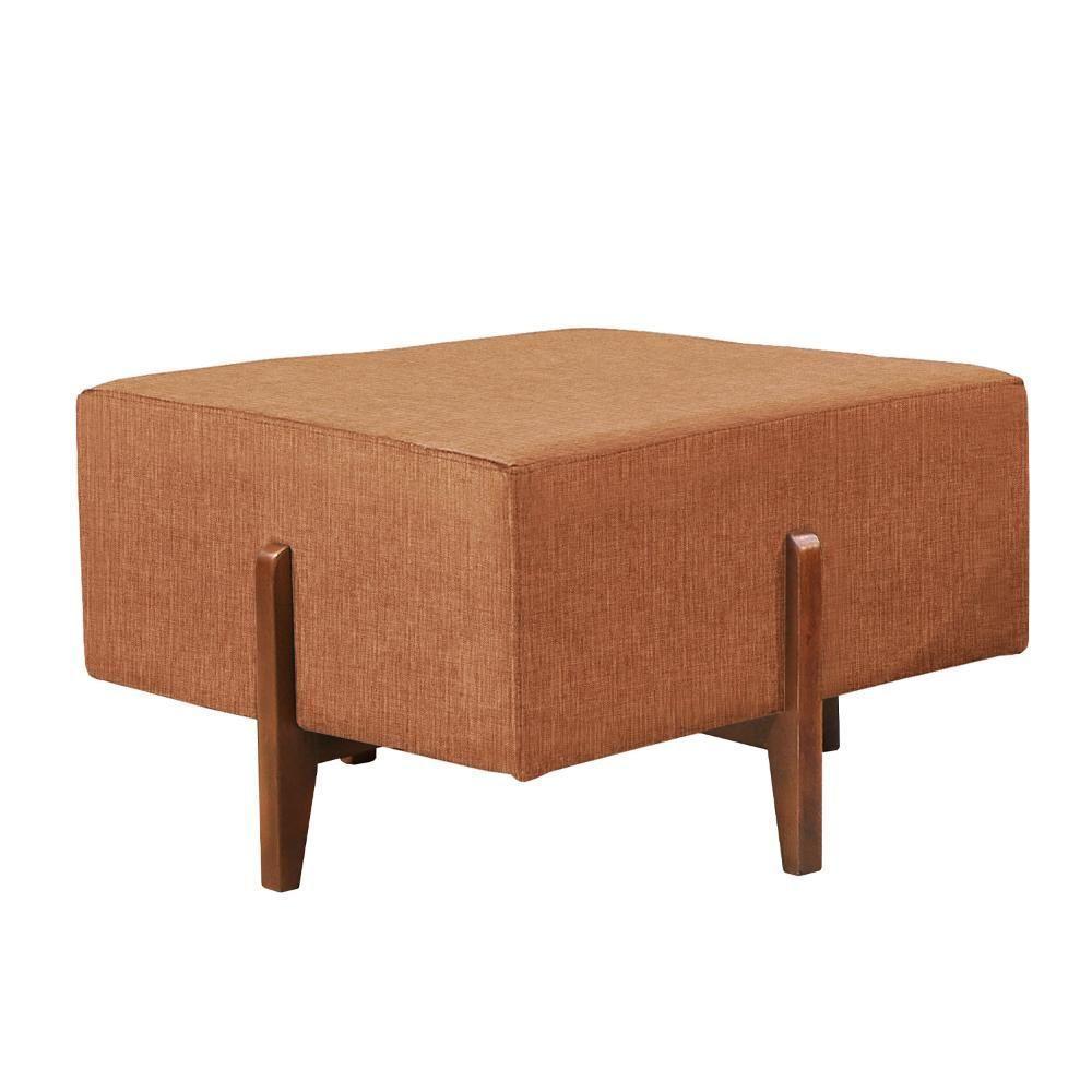 Puff Banqueta Zurik Luxo Madeira Maciça Castellar Móbile Linho Terracota - 1