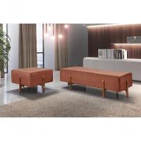 Puff Banqueta Zurik Luxo Madeira Maciça Castellar Móbile Linho Terracota - 6