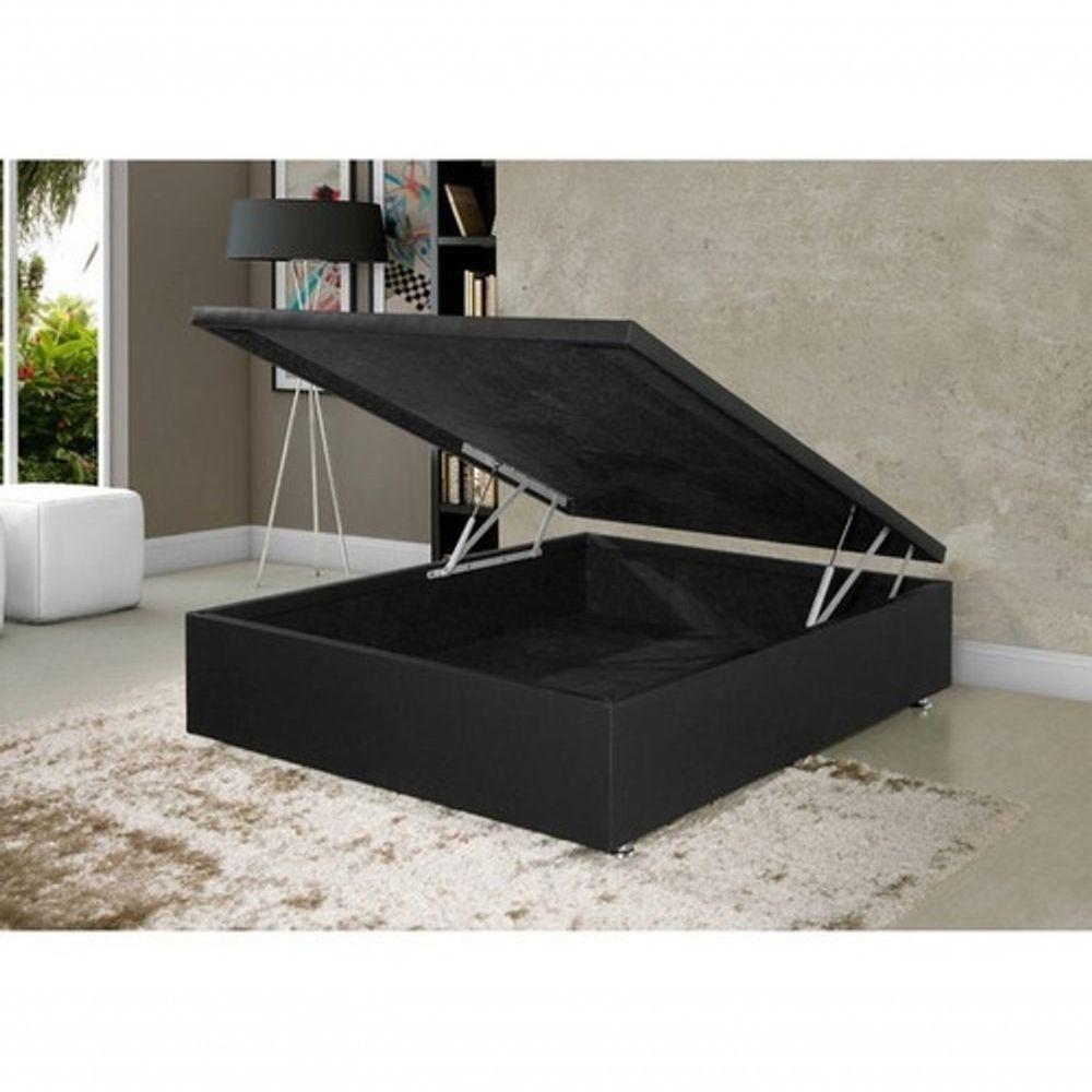Cama Box Baú Casal Sintético Preto 38x138x188 - 2