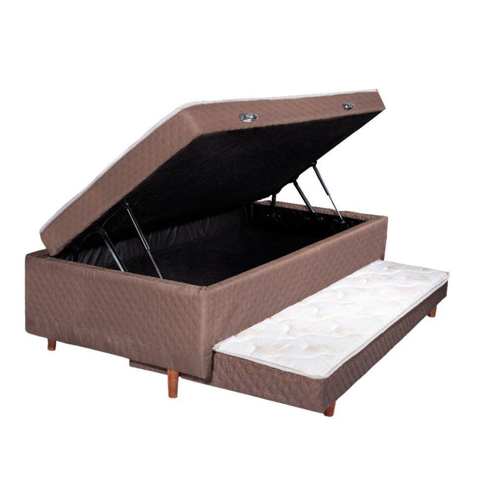 Bibox Solteiro Com Baú E Auxiliar 5cm Marrom - 1