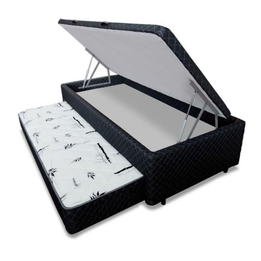 Bibox Solteiro Espuma Com Baú E Auxiliar 5cm Preto - 1