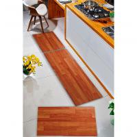Kit 3 Peças Jogo Cozinha Passadeira Manta Vinilico Laminado Madeira Marrom Claro - 3