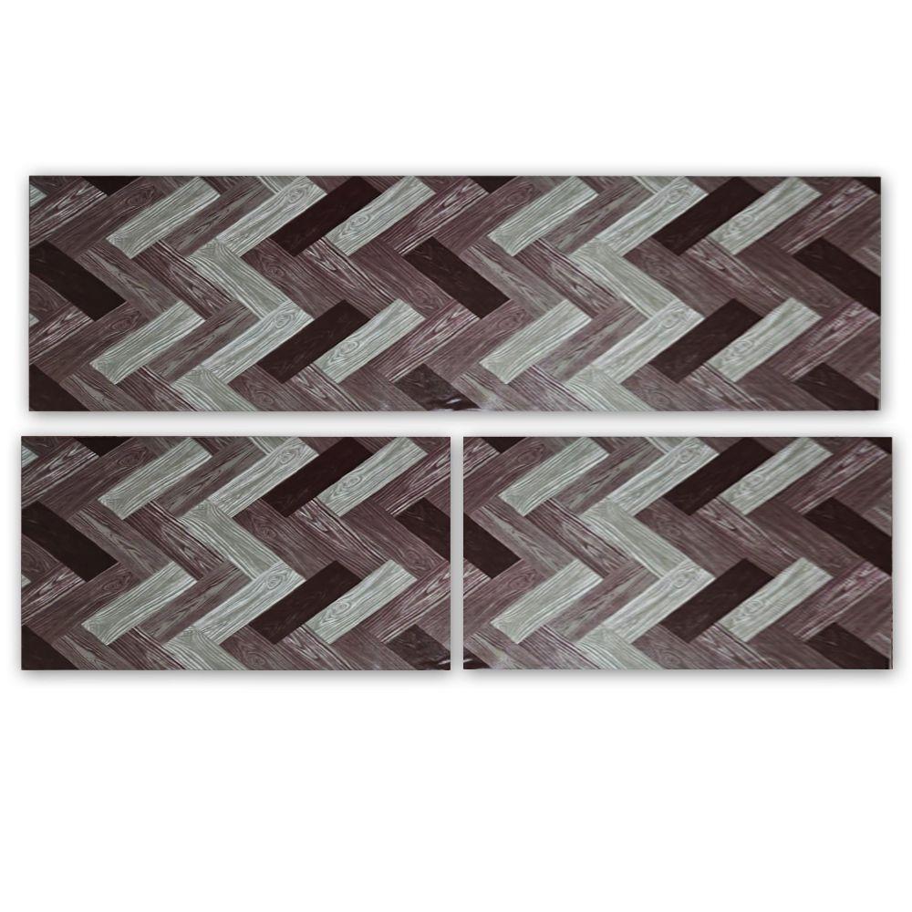 Kit 3 Peças Jogo Cozinha Passadeira Manta Vinilico Laminado Mosaico Marrom - 2