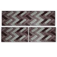 Kit 3 Peças Jogo Cozinha Passadeira Manta Vinilico Laminado Mosaico Marrom - 2