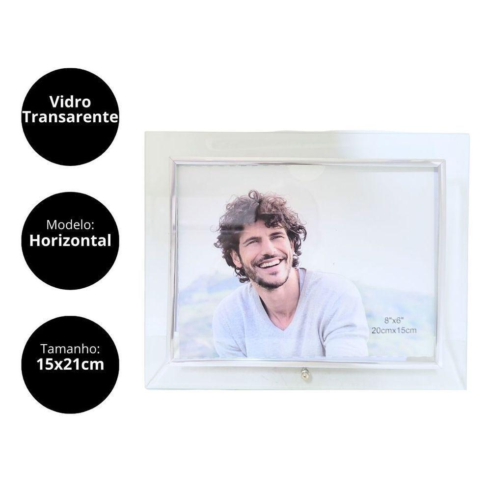 Porta Retrato Vidro Prime Borda Prata Para Fotos 15x20 Horizontal - Tuut - 4