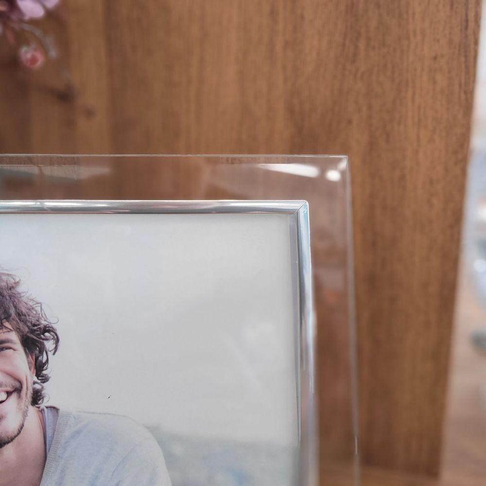 Porta Retrato Vidro Prime Borda Prata Para Fotos 15x20 Horizontal - Tuut - 6