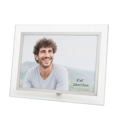 Porta Retrato Vidro Prime Borda Prata Para Fotos 15x20 Horizontal - Tuut