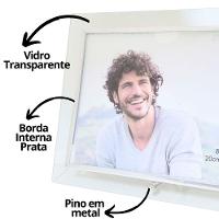 Porta Retrato Vidro Prime Borda Prata Para Fotos 15x20 Horizontal - Tuut - 3