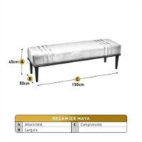 Recamier Puff Maya Luxo Madeira Maciça Castellar Móbile Linho Bege Linho Bege - 3