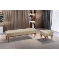 Recamier Puff Maya Luxo Madeira Maciça Castellar Móbile Linho Bege Linho Bege - 4