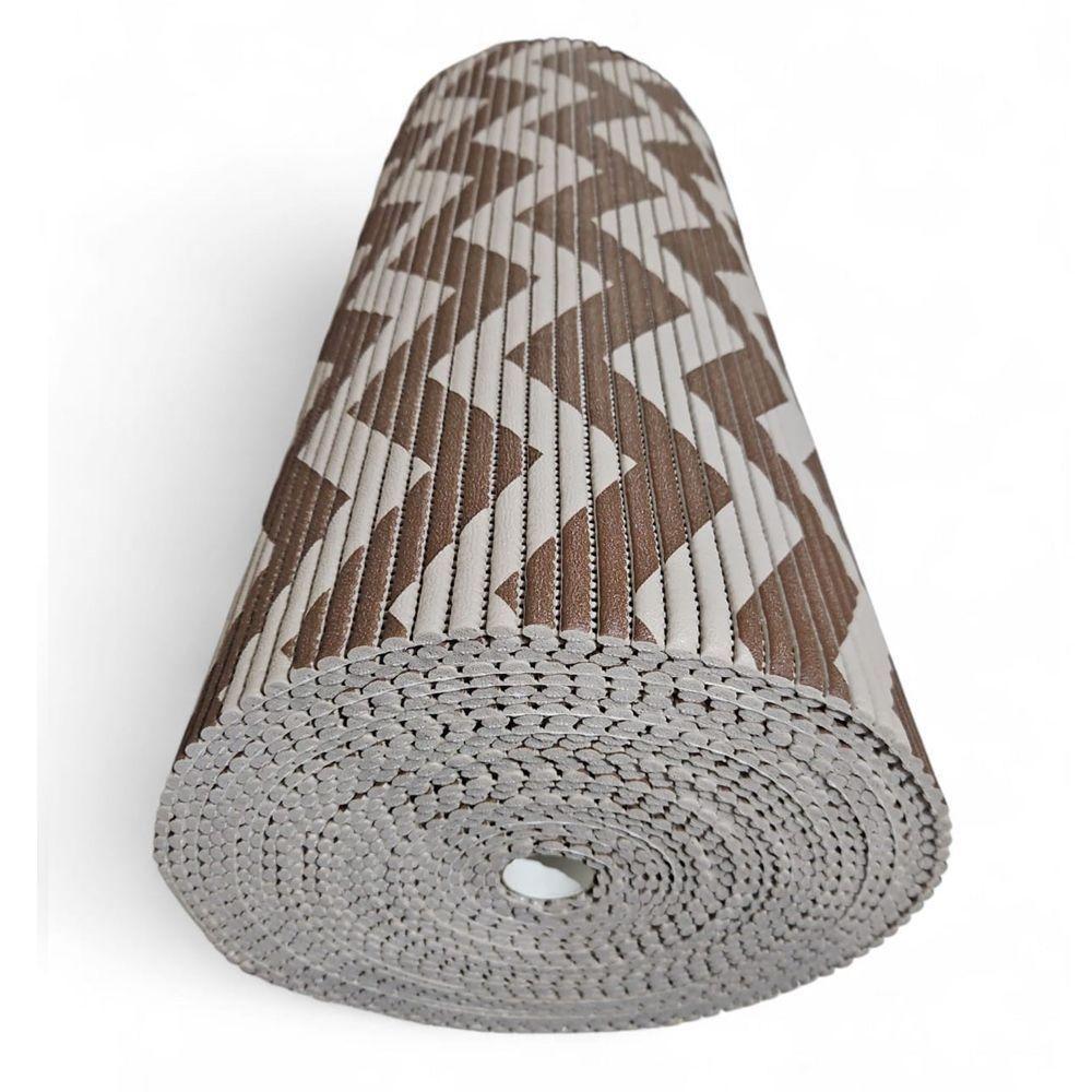 Tapete Passadeira Capacho Emborrachada Antiderrap. 0,65x1,00 Zigzag Cinza Marrom - 5