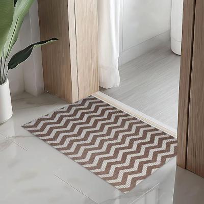 Tapete Passadeira Capacho Emborrachada Antiderrap. 0,65x1,00 Zigzag Cinza Marrom