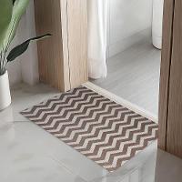 Tapete Passadeira Capacho Emborrachada Antiderrap. 0,65x1,00 Zigzag Cinza Marrom - 1