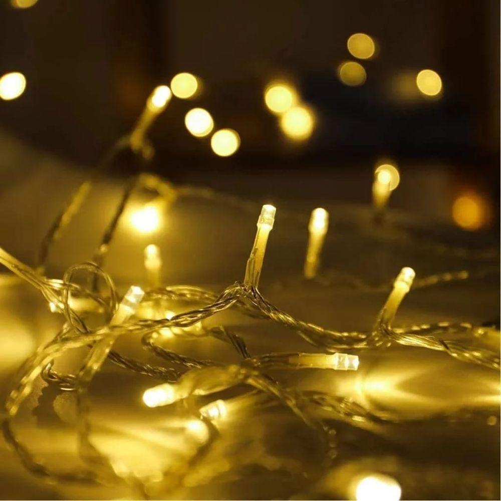 Pisca Cordão Varal Natal 600 Lâmpadas Leds Amarelo 100m 220v - 4