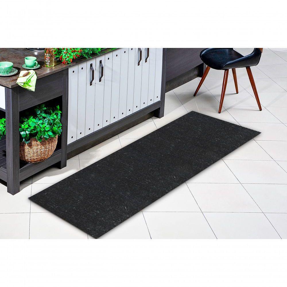 Tapete Passadeira Simples Aveludado 50x400 Borda Sem Costura Preto Mescla - 2