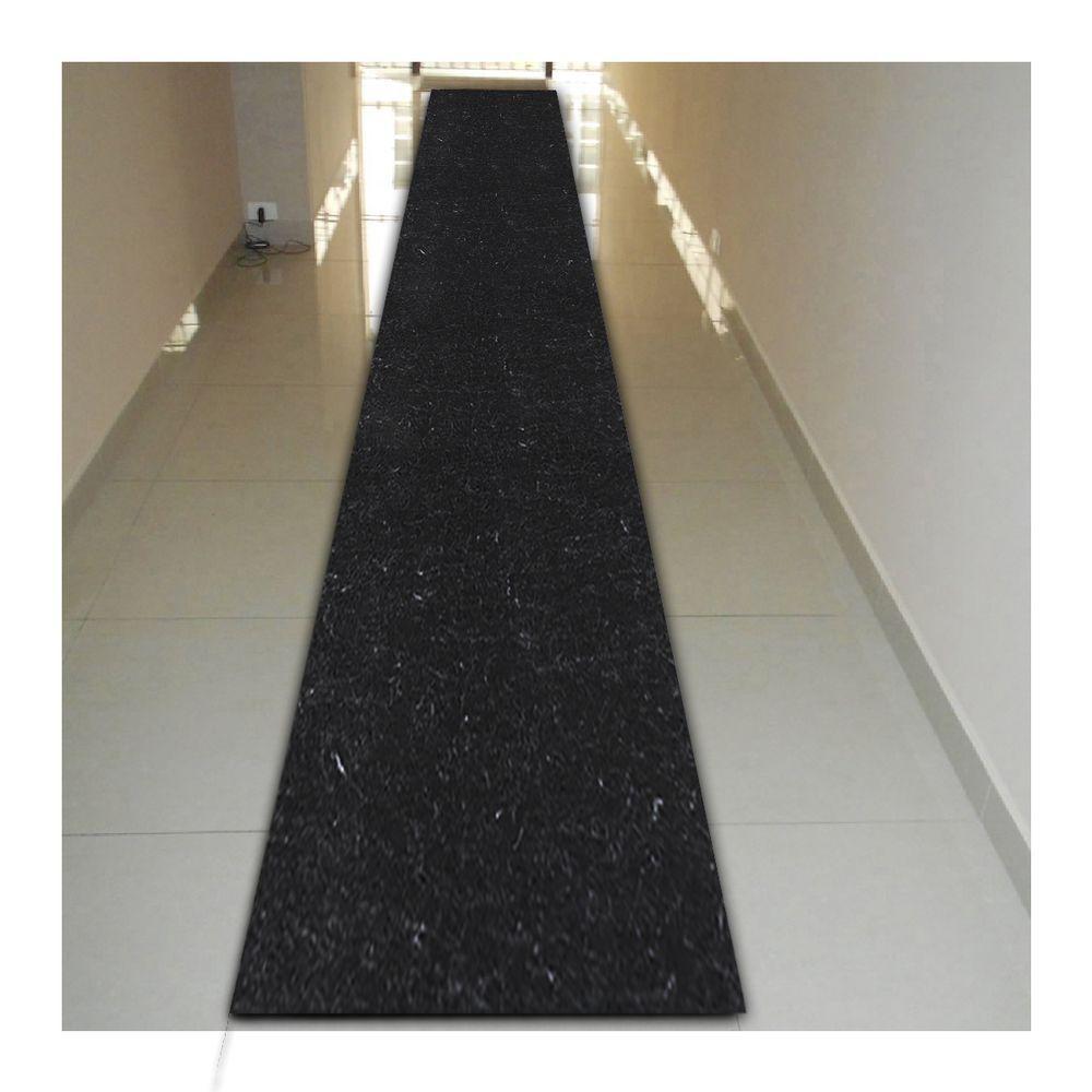 Tapete Passadeira Simples Aveludado 50x400 Borda Sem Costura Preto Mescla - 3