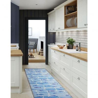 Tapete Passadeira Emborrachada Pvc Antiderrapante 0,65x3,00m Peixe Azul