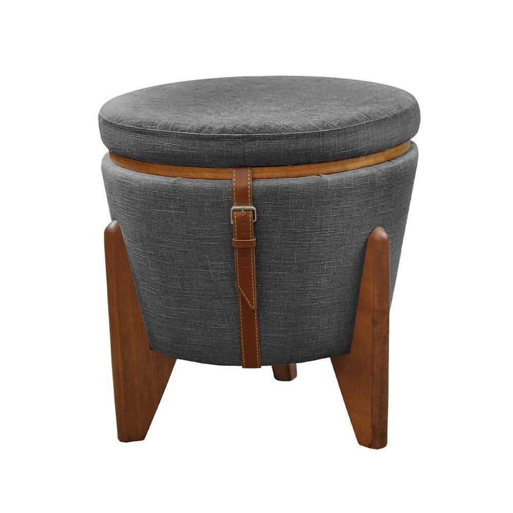 Puff Banqueta Fênix Baú Mesa Castellar Móbile Linho Cinza - 1