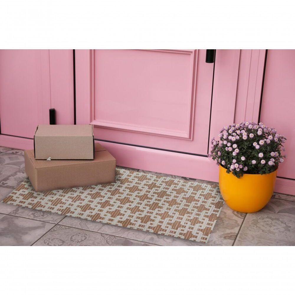 Tapete Passadeira Capacho Emborrachada Antiderrap. 0,65x1,00 Elos Marrom Bege - 5