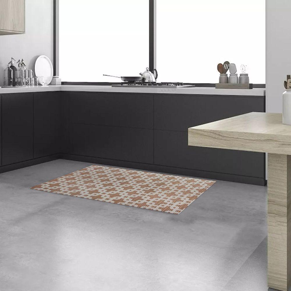 Tapete Passadeira Capacho Emborrachada Antiderrap. 0,65x1,00 Elos Marrom Bege - 6