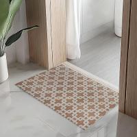 Tapete Passadeira Capacho Emborrachada Antiderrap. 0,65x1,00 Elos Marrom Bege - 1