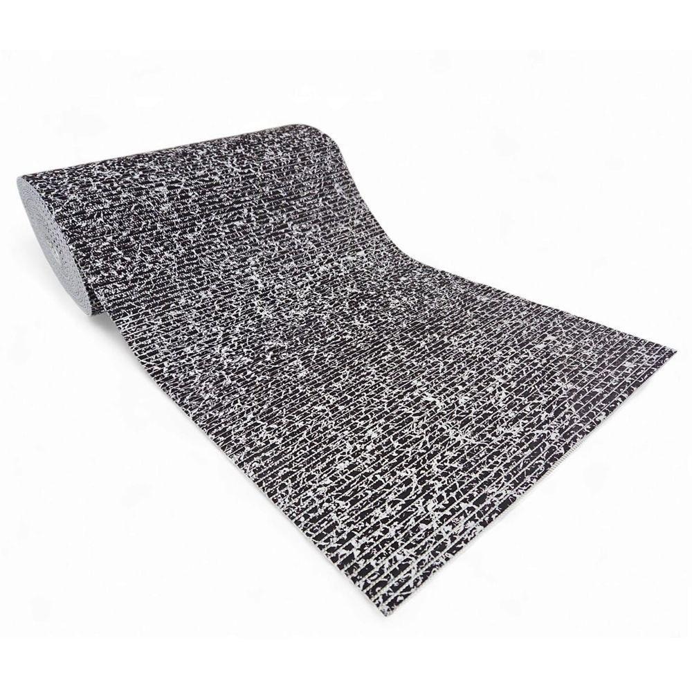 Tapete Passadeira Emborrachada Pvc Antiderrapante 0,65x4,00m Textura Branco Preto - 2