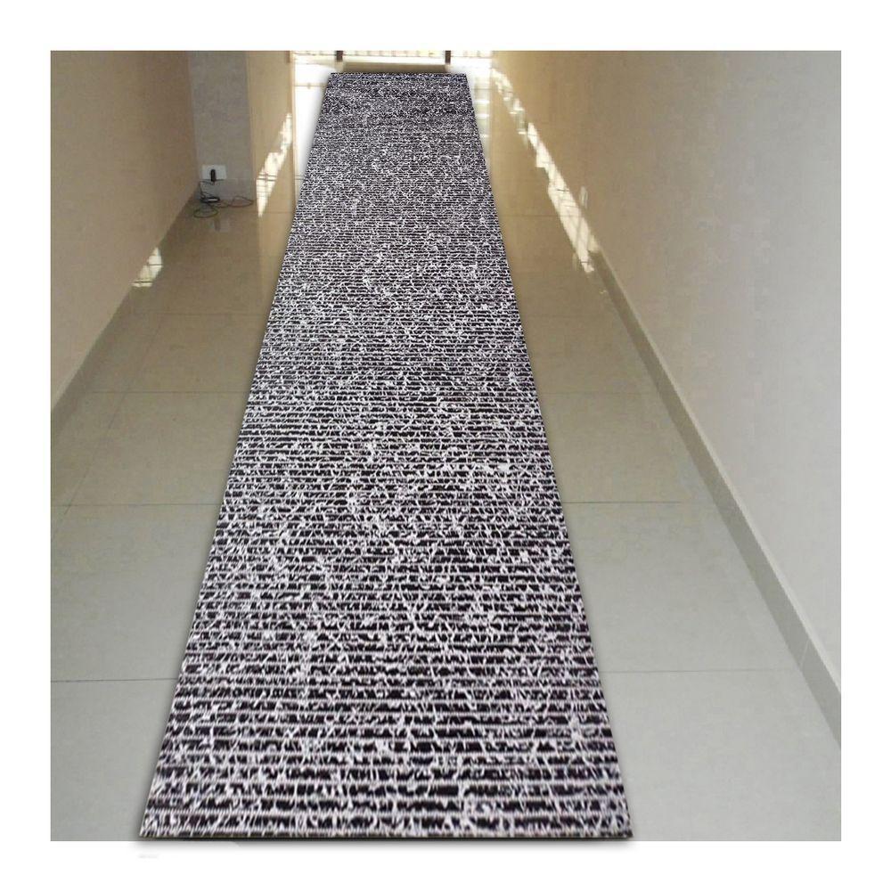 Tapete Passadeira Emborrachada Pvc Antiderrapante 0,65x4,00m Textura Branco Preto - 3