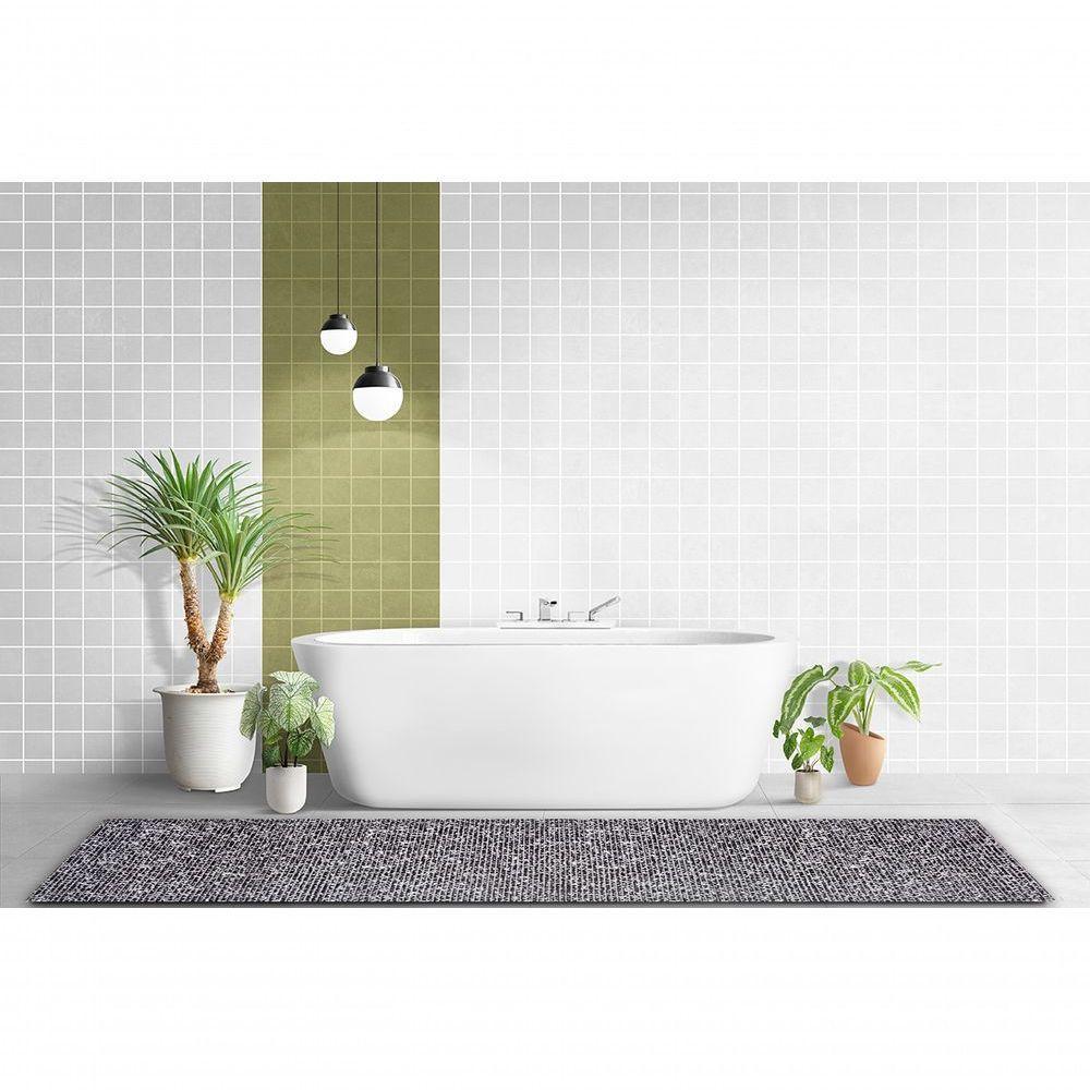 Tapete Passadeira Emborrachada Pvc Antiderrapante 0,65x4,00m Textura Branco Preto - 4