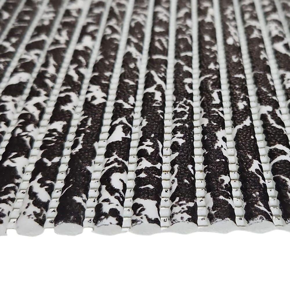 Tapete Passadeira Emborrachada Pvc Antiderrapante 0,65x4,00m Textura Branco Preto - 8