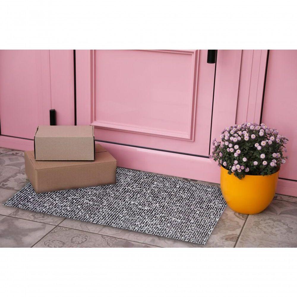 Tapete Passadeira Capacho Emborrachada Antiderrap. 0,65x1,00 Textura Branco Preto - 3