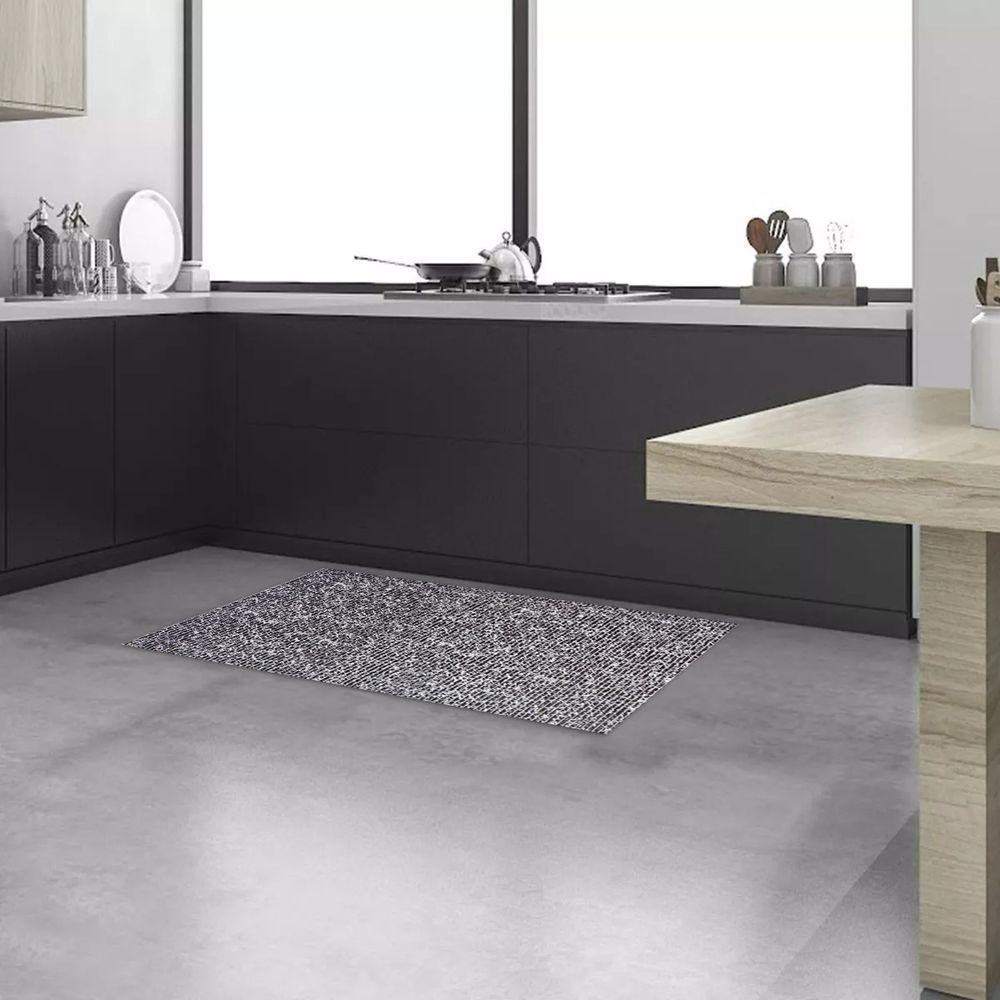 Tapete Passadeira Capacho Emborrachada Antiderrap. 0,65x1,00 Textura Branco Preto - 4