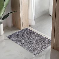 Tapete Passadeira Capacho Emborrachada Antiderrap. 0,65x1,00 Textura Branco Preto - 1