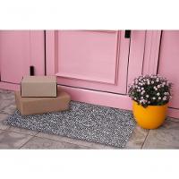 Tapete Passadeira Capacho Emborrachada Antiderrap. 0,65x1,00 Textura Branco Preto - 3