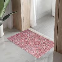 Tapete Passadeira Capacho Emborrachada Antiderrap. 0,65x1,00 Azulejo Vermelho Branco - 1