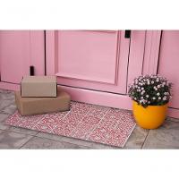 Tapete Passadeira Capacho Emborrachada Antiderrap. 0,65x1,00 Azulejo Vermelho Branco - 3