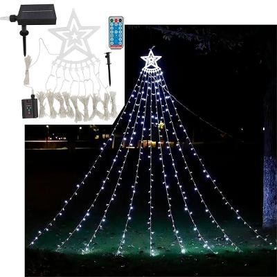 Pisca Cortina Solar Forma árvore Natal Leds Luzes Branco 3m