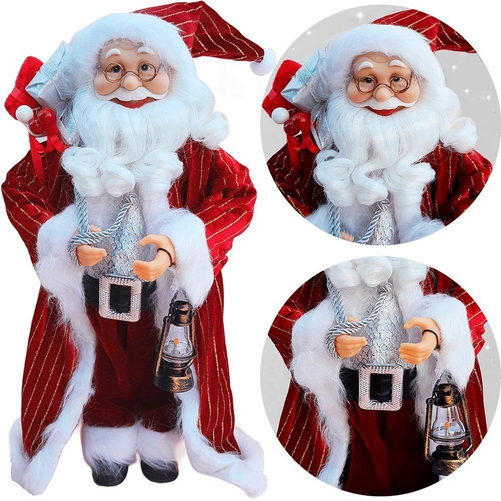 Boneco Decorativo Papai Noel Tradicional Com Lampião De 45cm - 1