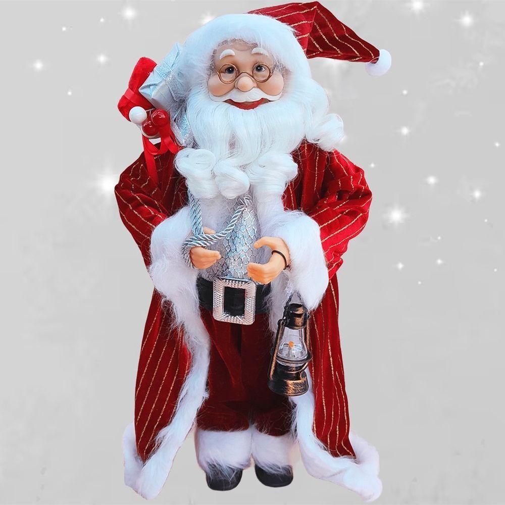 Boneco Decorativo Papai Noel Tradicional Com Lampião De 45cm - 2