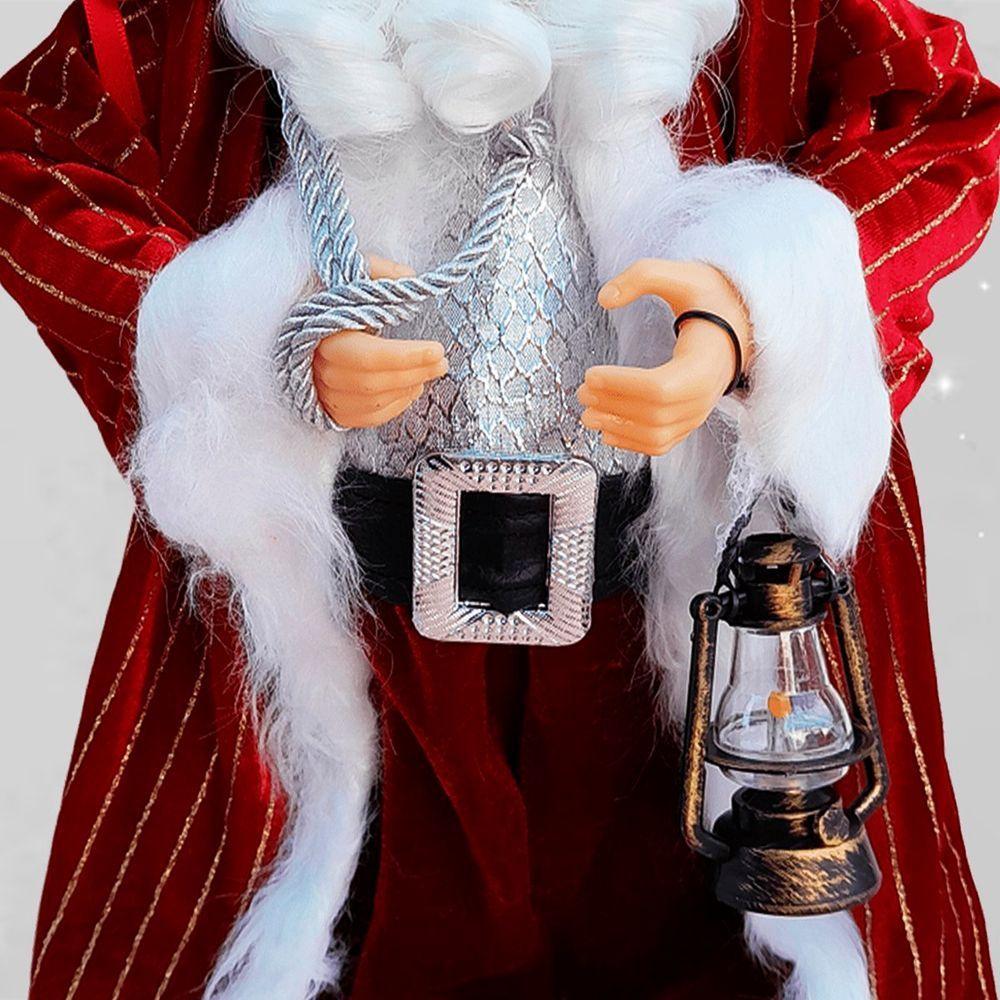 Boneco Decorativo Papai Noel Tradicional Com Lampião De 45cm - 4