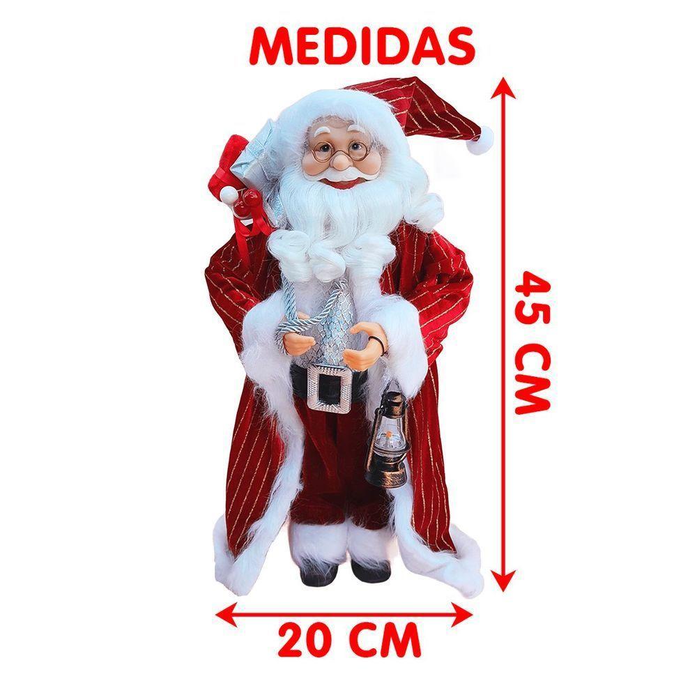 Boneco Decorativo Papai Noel Tradicional Com Lampião De 45cm - 5