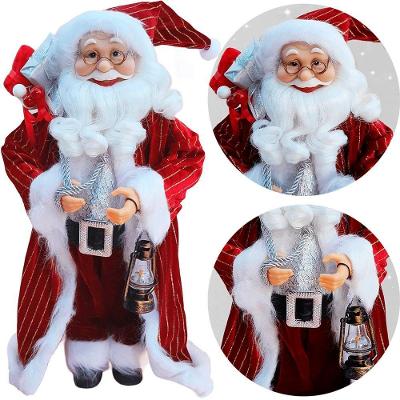 Boneco Decorativo Papai Noel Tradicional Com Lampião De 45cm