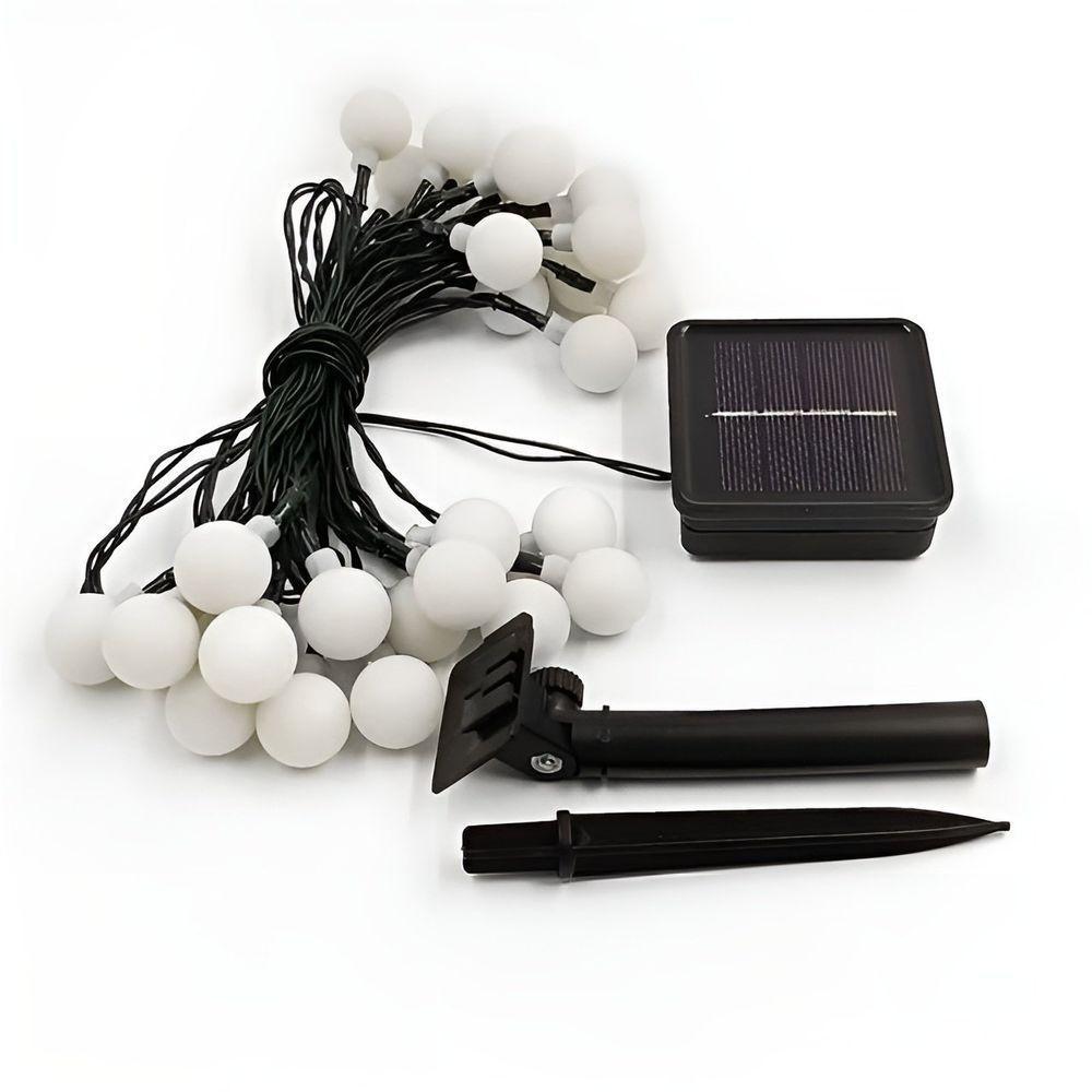 Pisca Cordão Natalino Solar Jardim 20 Bolinhas Amarelo De 5m - 4