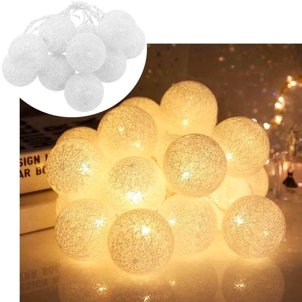Pisca Cordão 20 Bolinhas Leds Natal Luz Amarelo Pilha 1,80m - 1