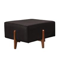 Puff Banqueta Zurik Luxo Madeira Maciça Castellar Móbile Corino Preto - 1