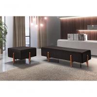 Puff Banqueta Zurik Luxo Madeira Maciça Castellar Móbile Corino Preto - 4