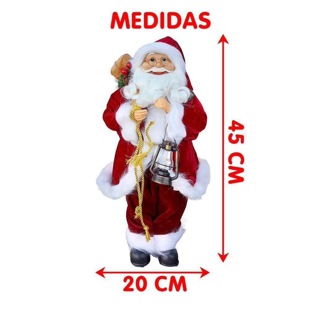 Boneco Decorativo Papai Noel Tradicional Lampião Natal 45cm - 5