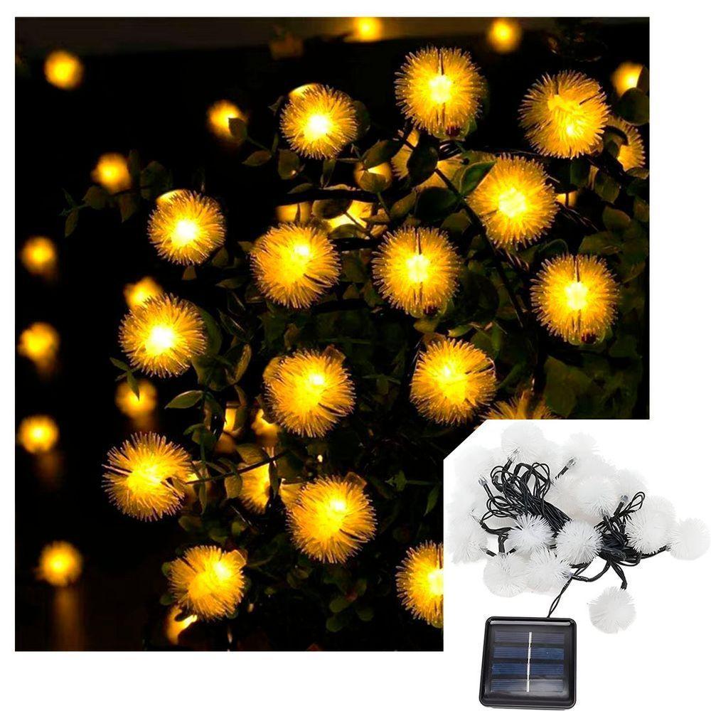 Pisca Cordão Natal Solar 20 Dente De Leão Leds Amarelo De 5m - 1
